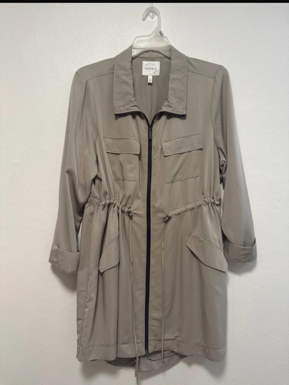 torrid Taupe Drawstring Utility Jacket - Neutral Lightweight Coat